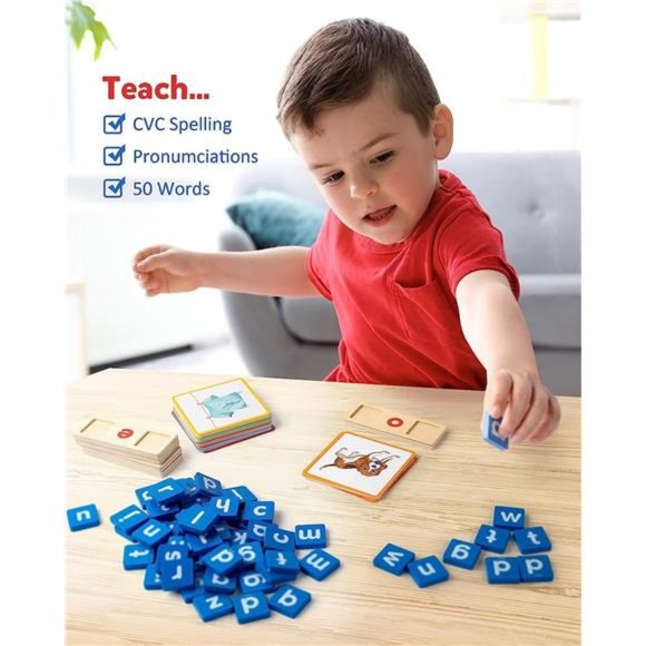 Wooden Short Vowel Reading Letters Sorting Spelling Games,Sight Words Flashcards - Picture 4 of 6